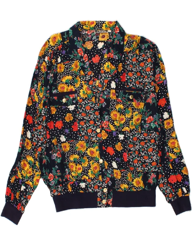 VINTAGE Womens Shirt Blouse UK 16 Large Navy Blue Floral Viscose Casual Cotton Short Shirt VINTAGE Womens Shirt Blouse UK 16 Large Navy Blue Floral Viscose Casual Cotton Short Shirt