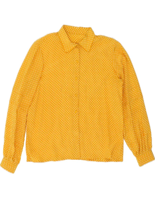 VINTAGE Womens Shirt Blouse UK 16 Large Yellow Polka Dot Comfortable Peplum Short Shirt VINTAGE Womens Shirt Blouse UK 16 Large Yellow Polka Dot Comfortable Peplum Short Shirt