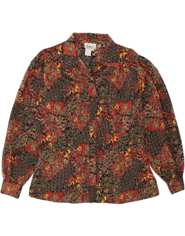 VINTAGE Womens Shirt UK 12 Medium Multicoloured Floral Polyester Relaxed Fit Short Sleeve Top VINTAGE Womens Shirt UK 12 Medium Multicoloured Floral Polyester Relaxed Fit Short Sleeve Top