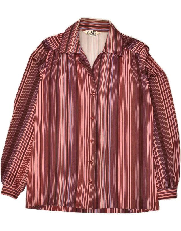 VINTAGE Womens Shirt UK 12 Medium Multicoloured Striped Comfortable Loose Short Sleeve VINTAGE Womens Shirt UK 12 Medium Multicoloured Striped Comfortable Loose Short Sleeve