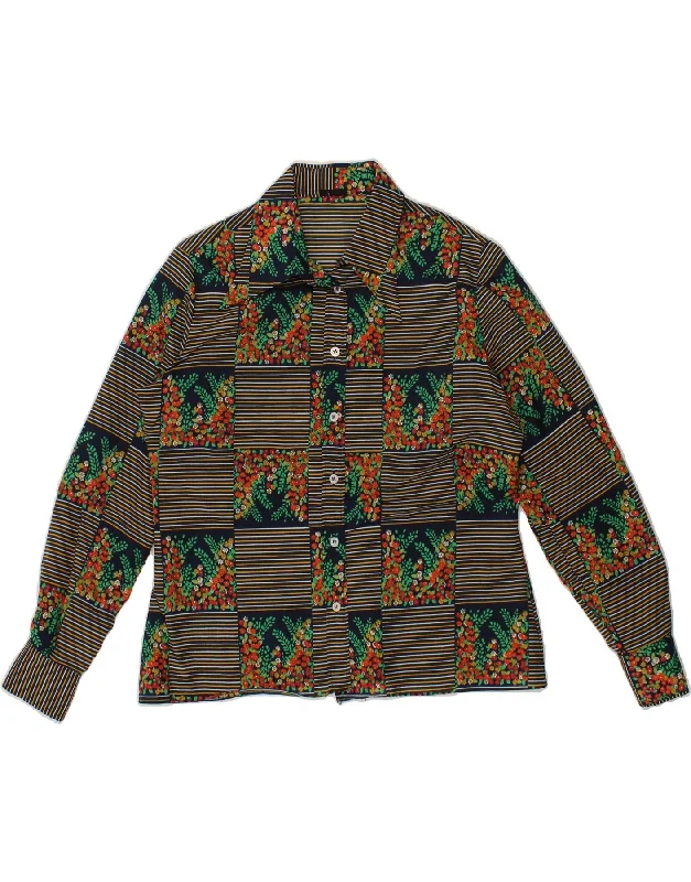 VINTAGE Womens Shirt UK 16 Large Multicoloured Patchwork Classic Casual Short Sleeve VINTAGE Womens Shirt UK 16 Large Multicoloured Patchwork Classic Casual Short Sleeve