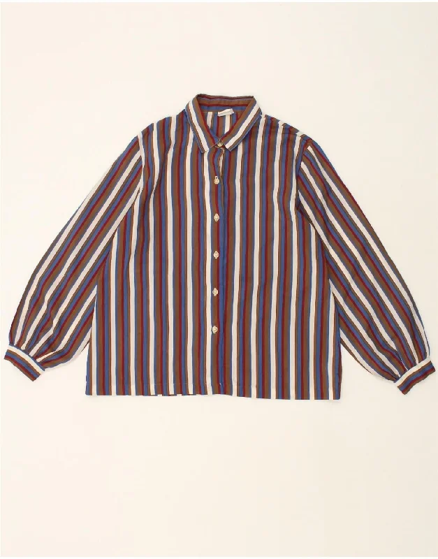 VINTAGE Womens Shirt UK 20 2XL Multicoloured Striped Polyester Casual Cotton Short Shirt VINTAGE Womens Shirt UK 20 2XL Multicoloured Striped Polyester Casual Cotton Short Shirt