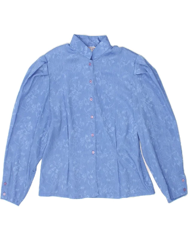 YESSICA Womens Shirt Blouse EU 40 Medium Blue Floral Polyester Elegant Silk Short Shirt YESSICA Womens Shirt Blouse EU 40 Medium Blue Floral Polyester Elegant Silk Short Shirt