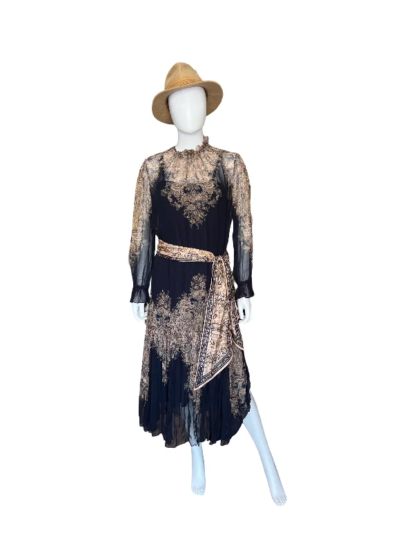 Zimmermann Navy Paisley Natura Tubular Midi Dress /6 Comfortable Lace-Up Midi Dress