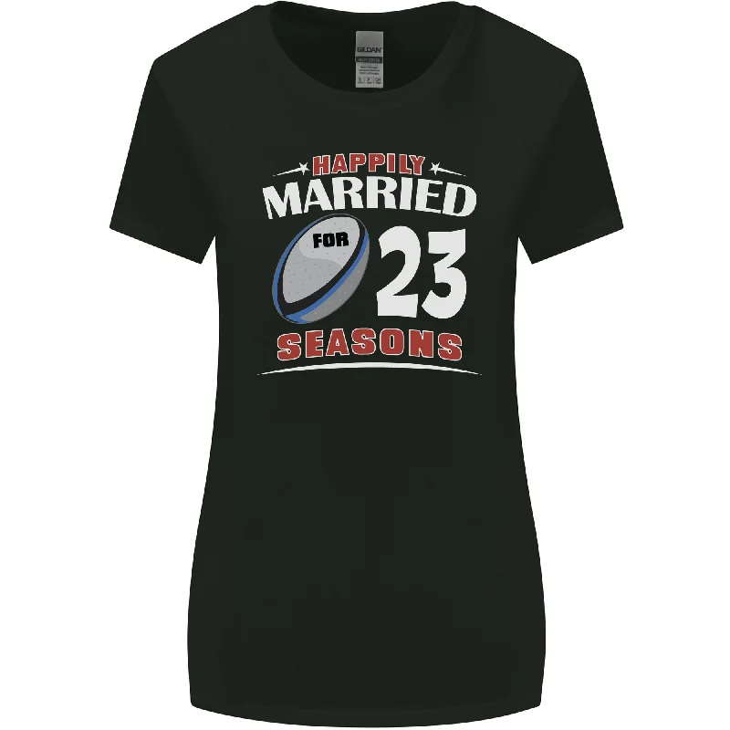 23 Year Wedding Anniversary 23rd Rugby Womens Wider Cut T-Shirt Knit Fabric Woven Fabric Fleece Fabric 23 Year Wedding Anniversary 23rd Rugby Womens Wider Cut T-Shirt Knit Fabric Woven Fabric Fleece Fabric