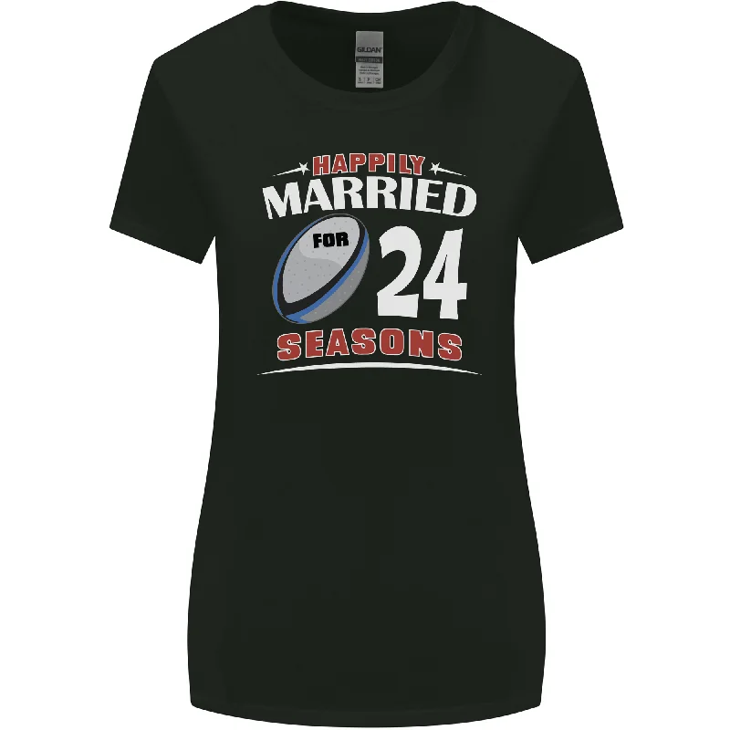 24 Year Wedding Anniversary 24th Rugby Womens Wider Cut T-Shirt Chenille Blend Fleece Blend Nylon Blend 24 Year Wedding Anniversary 24th Rugby Womens Wider Cut T-Shirt Chenille Blend Fleece Blend Nylon Blend