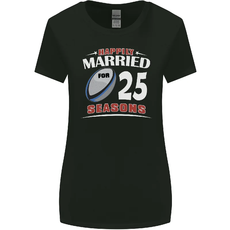 25 Year Wedding Anniversary 25th Rugby Womens Wider Cut T-Shirt Zippered Front Buttoned Front Snap Front 25 Year Wedding Anniversary 25th Rugby Womens Wider Cut T-Shirt Zippered Front Buttoned Front Snap Front