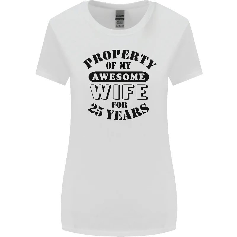 25th Wedding Anniversary 25 Year Funny Wife Womens Wider Cut T-Shirt Solid Print Embellished 25th Wedding Anniversary 25 Year Funny Wife Womens Wider Cut T-Shirt Solid Print Embellished