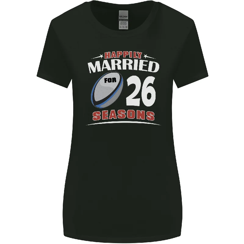 26 Year Wedding Anniversary 26th Rugby Womens Wider Cut T-Shirt Chenille Blend Fleece Blend Nylon Blend 26 Year Wedding Anniversary 26th Rugby Womens Wider Cut T-Shirt Chenille Blend Fleece Blend Nylon Blend