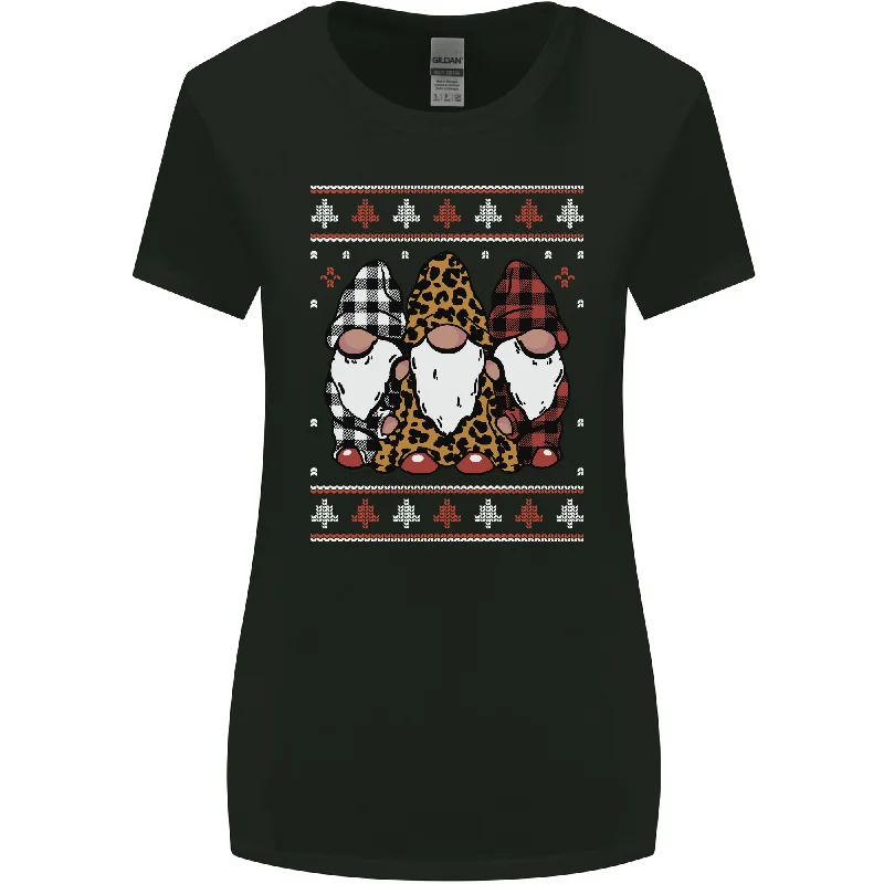 3 Christmas Gnomes Wearing Pajamas Xmas Womens Wider Cut T-Shirt Print Jacquard Patchwork 3 Christmas Gnomes Wearing Pajamas Xmas Womens Wider Cut T-Shirt Print Jacquard Patchwork