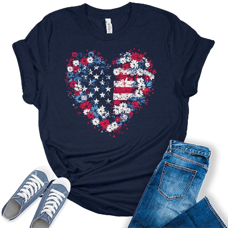 Womens 4th of July Heart Shirt American Flag T-Shirt Patriotic Graphic Tees for Women Chenille Blend Fleece Blend Nylon Blend Womens 4th of July Heart Shirt American Flag T-Shirt Patriotic Graphic Tees for Women Chenille Blend Fleece Blend Nylon Blend