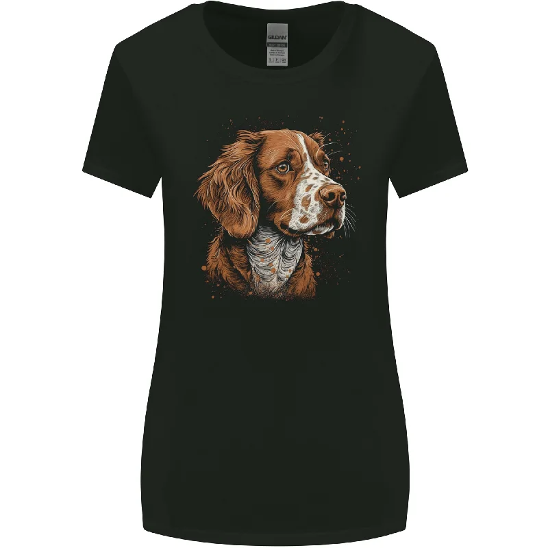 A Brittany Spaniel Dog Womens Wider Cut T-Shirt Chenille Blend Fleece Blend Nylon Blend