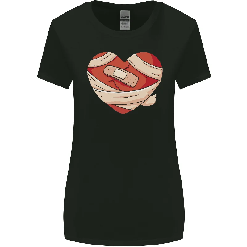 A Broken Heart Anti Valentines Day Single Womens Wider Cut T-Shirt Zippered Front Buttoned Front Snap Front