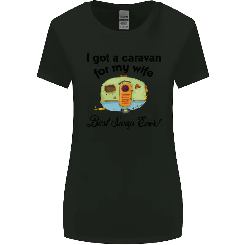 A Caravan for My Wife Caravanning Funny Womens Wider Cut T-Shirt Collared Crew Neck Turtle Neck