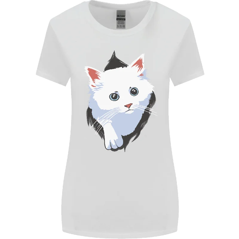 A Cat Rip Womens Wider Cut T-Shirt Modern Contemporary Chic