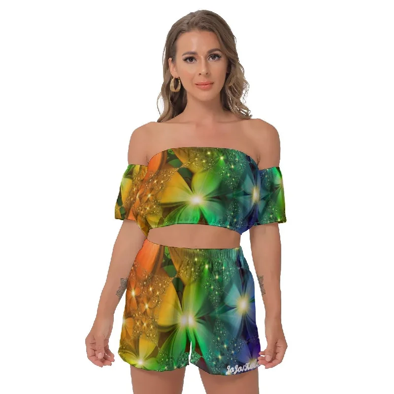 Amazon Forest Women's Off-Shoulder T-Shirt Shorts Suit V-Neck T-Shirt Long Sleeve Cotton Amazon Forest Women's Off-Shoulder T-Shirt Shorts Suit V-Neck T-Shirt Long Sleeve Cotton