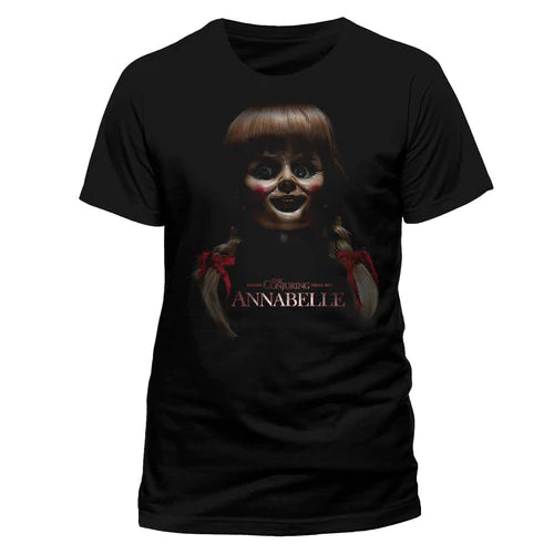 Annabelle Scary Face T-Shirt Adult Spandex Blend Rayon Blend Denim Blend