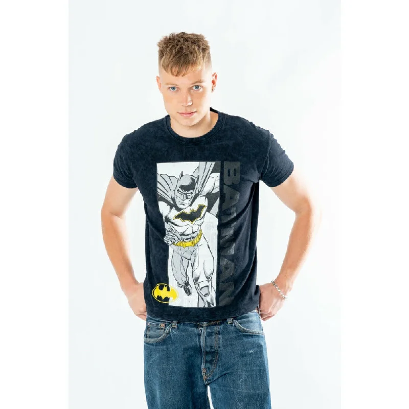 Batman Comic Acid Wash T-Shirt DC Adult Front Pockets Side Pockets Patch Pockets