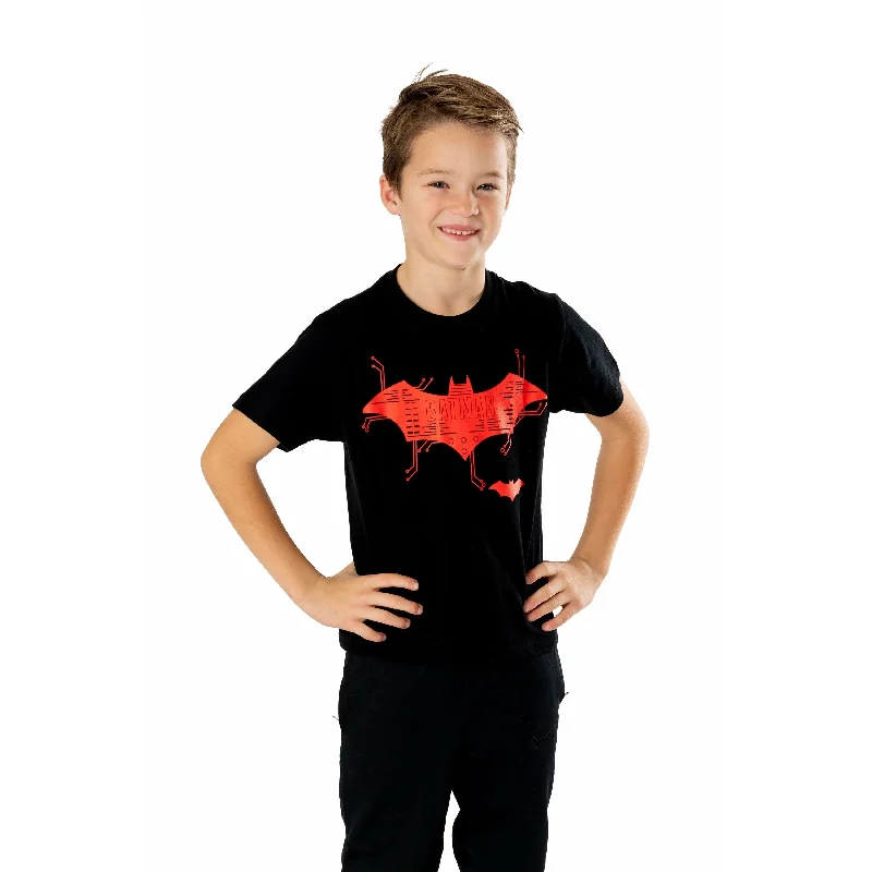 Batman Kids Black Tech Logo T-Shirt DC Oversized T-Shirt Spandex breathable