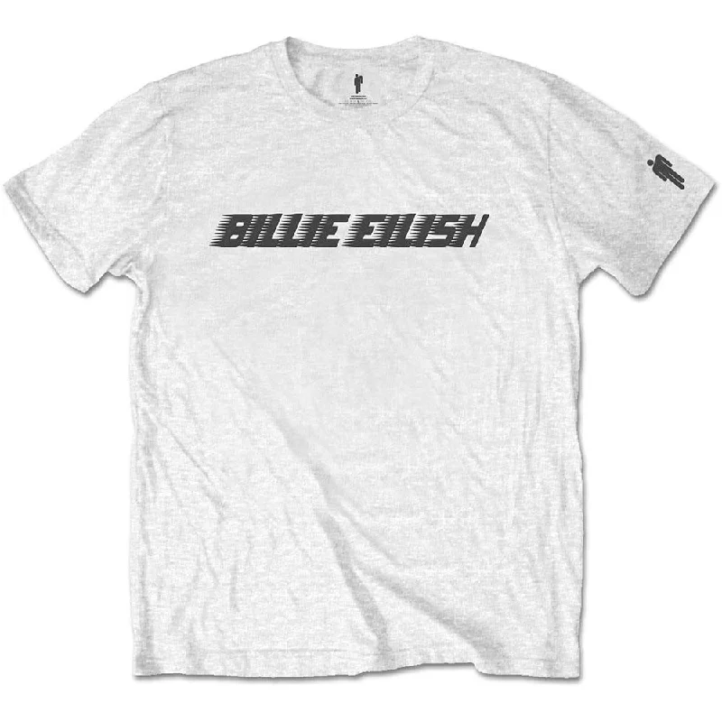 Billie Eilish Kids T-Shirt: Black Racer Logo (Sleeve Print) Lace Blend Ribbed Blend Corduroy Blend