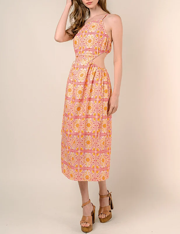 Bora Bora Sunshine Print Midi Dress Cozy Tie-Dye Midi Dress