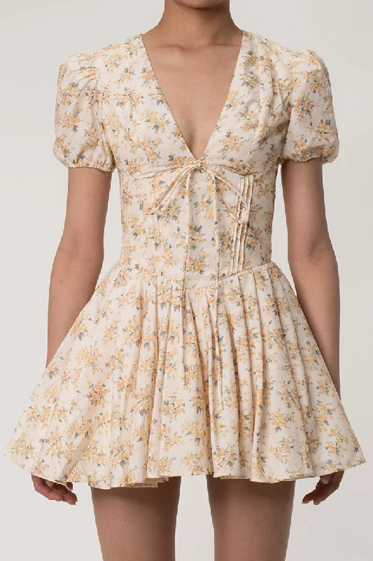 French Style Plunge Bow Tie Puff Sleeve Drop Waist Summer Tulle Floral Mini Dress Stylish Sweetheart Neck Mini Dress French Style Plunge Bow Tie Puff Sleeve Drop Waist Summer Tulle Floral Mini Dress Stylish Sweetheart Neck Mini Dress