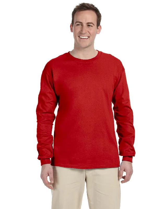 Fruit of the Loom Lightweight Long Sleeve T-Shirt | True Red Elasticated Padded Insulated