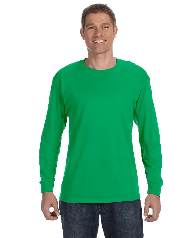 Gildan Heavy Cotton Long Sleeve T-Shirt | Irish Green Rayon Velvet Corduroy