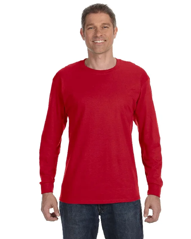 Gildan Heavy Cotton Long Sleeve T-Shirt | Red Anti-Shrink Durable Soft