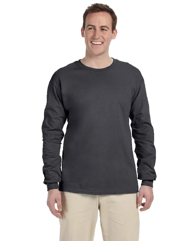 Gildan Ultra Cotton Heavyweight Long Sleeve T-Shirt | Charcoal Spandex Blend Rayon Blend Denim Blend