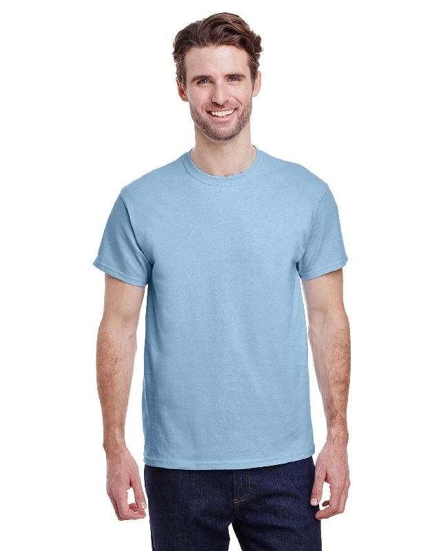 Gildan Ultra Cotton Heavyweight T-Shirt | Light Blue Zippered Front Buttoned Front Snap Front