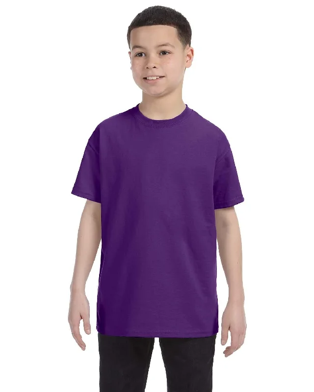 Gildan Youth Lightweight 100% Cotton T-Shirt | Purple Asymmetrical Pockets Print