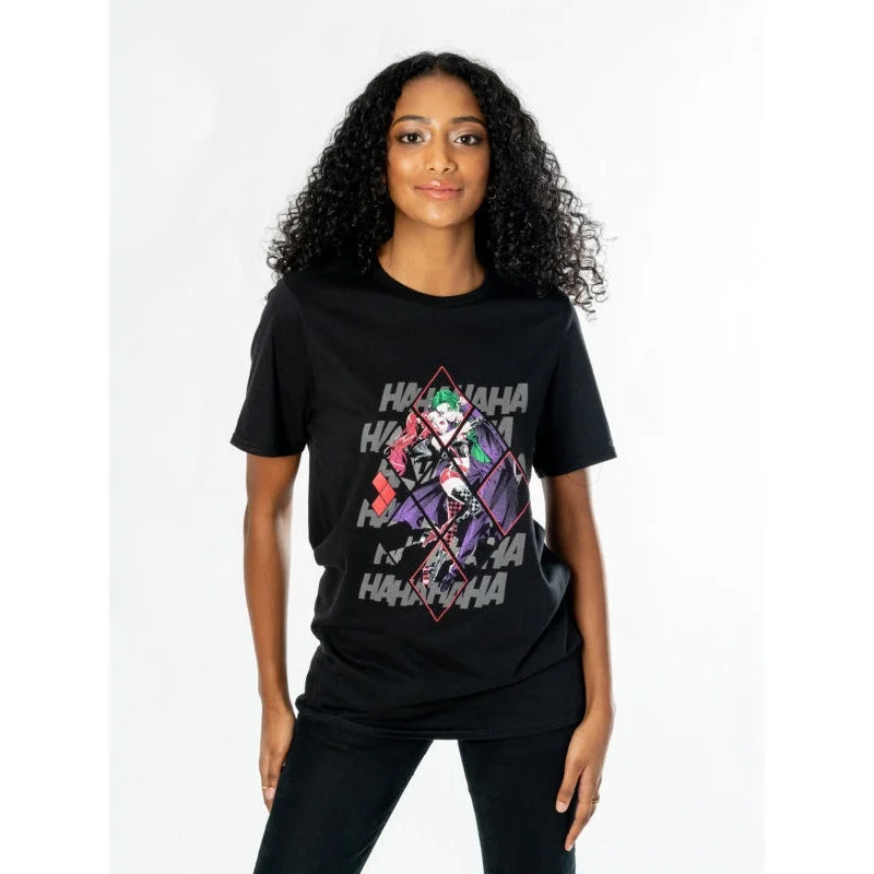 Harley Quinn Joker Black Adult Anime Diamond T-Shirt DC Collared T-Shirt Boat Neck A-Line Harley Quinn Joker Black Adult Anime Diamond T-Shirt DC Collared T-Shirt Boat Neck A-Line