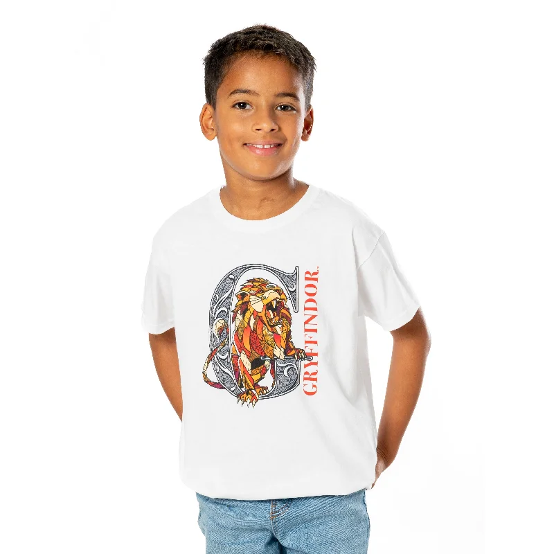 Harry Potter Kids White Gryffindor Mosaic T-Shirt Ribbed T-Shirt High Neck Heavyweight Harry Potter Kids White Gryffindor Mosaic T-Shirt Ribbed T-Shirt High Neck Heavyweight