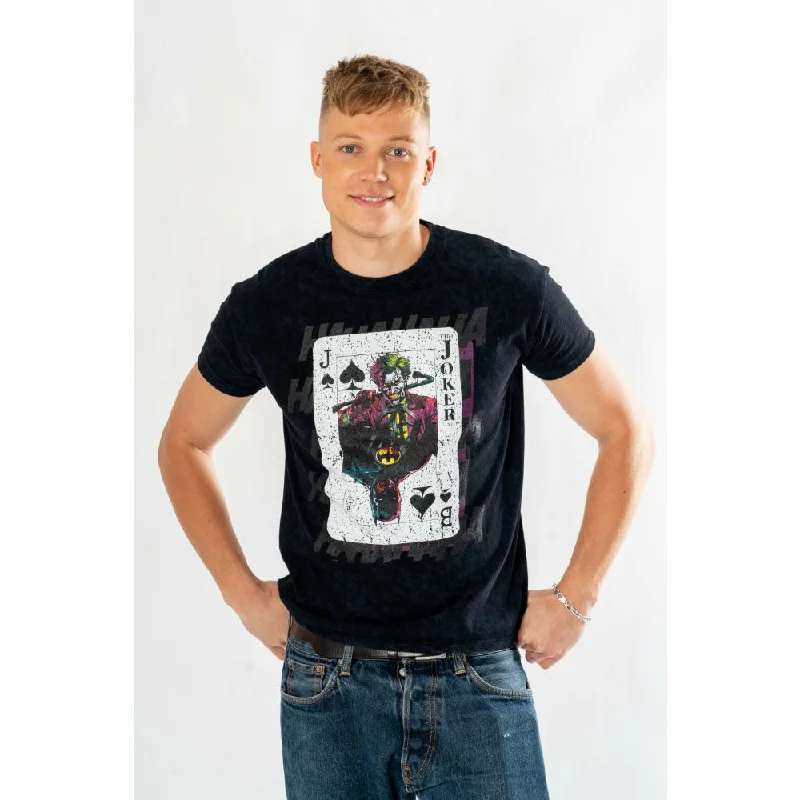 Joker Adult Unisex Acid Wash Playing Card T-Shirt DC Zippered Front Buttoned Front Snap Front Joker Adult Unisex Acid Wash Playing Card T-Shirt DC Zippered Front Buttoned Front Snap Front