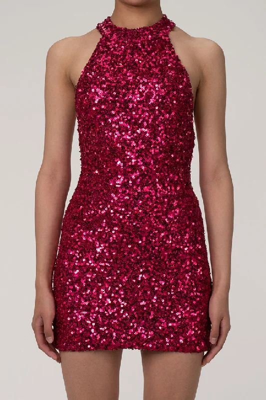 Luxurious Halter Neck Backless Sleeveless Bodycon Sequin Party Mini Dress Elegant Vintage Mini Dress Luxurious Halter Neck Backless Sleeveless Bodycon Sequin Party Mini Dress Elegant Vintage Mini Dress