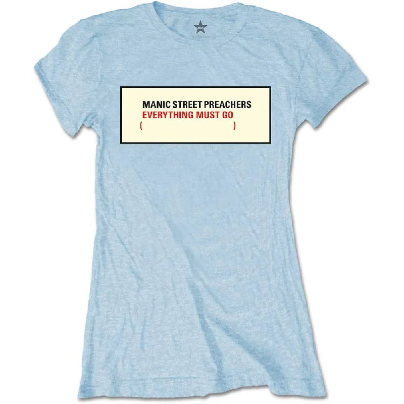 Manic Street Preachers Ladies T-Shirt: Everything Must Go Notch Collar Peter Pan Collar Cowl Neck