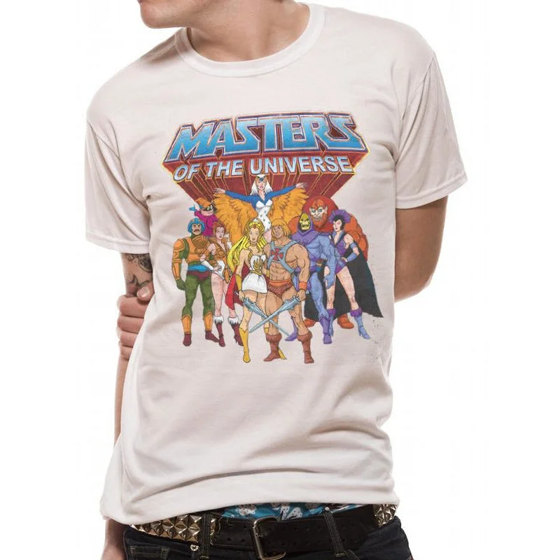Masters of The Universe Group He-Man Retro 80s T-Shirt Adult Solid Print Embellished Masters of The Universe Group He-Man Retro 80s T-Shirt Adult Solid Print Embellished