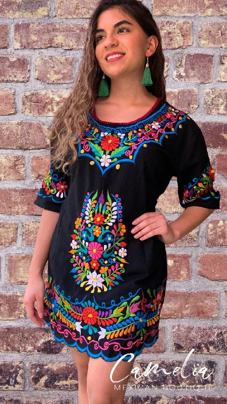 Mexican Mini Dress Daisy Comfortable Polka Dot Mini Dress