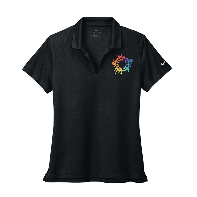 Nike Women's Dri-Fit Micro Piqué 2.0 100% Polyester Polo T-Shirt Embroidery Zippered Buttoned Snapped Nike Women's Dri-Fit Micro Piqué 2.0 100% Polyester Polo T-Shirt Embroidery Zippered Buttoned Snapped