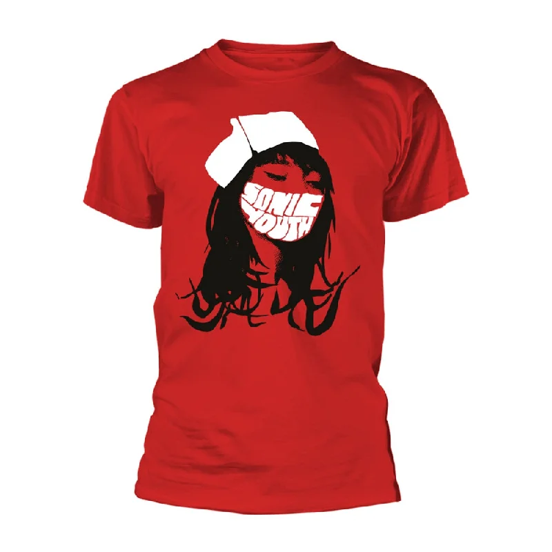 Sonic Youth | Official Band T-shirt | Nurse (Red) Zippered Front Buttoned Front Snap Front Sonic Youth | Official Band T-shirt | Nurse (Red) Zippered Front Buttoned Front Snap Front