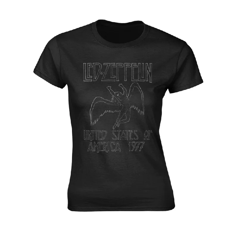 Led Zeppelin Ladies Ladies T-shirt: Usa 1977 Chenille Blend Fleece Blend Nylon Blend Led Zeppelin Ladies Ladies T-shirt: Usa 1977 Chenille Blend Fleece Blend Nylon Blend