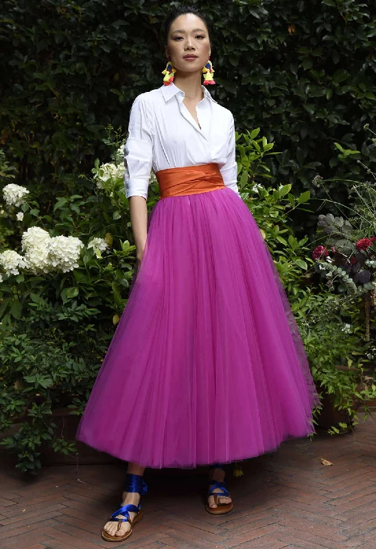 Sara Roka Jinny Tulle Midi Dress Trendy Flared Sleeve Midi Dress