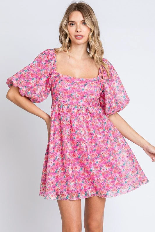 Sequin Floral Babydoll Mini Dress Chic Sleeveless Mini Dress