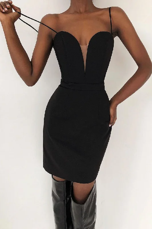 Sexy Sweetheart Deep V Sleeveless Bodycon Bandage Mini Dress - Black Trendy Off-Shoulder Dress Mini Sexy Sweetheart Deep V Sleeveless Bodycon Bandage Mini Dress - Black Trendy Off-Shoulder Dress Mini