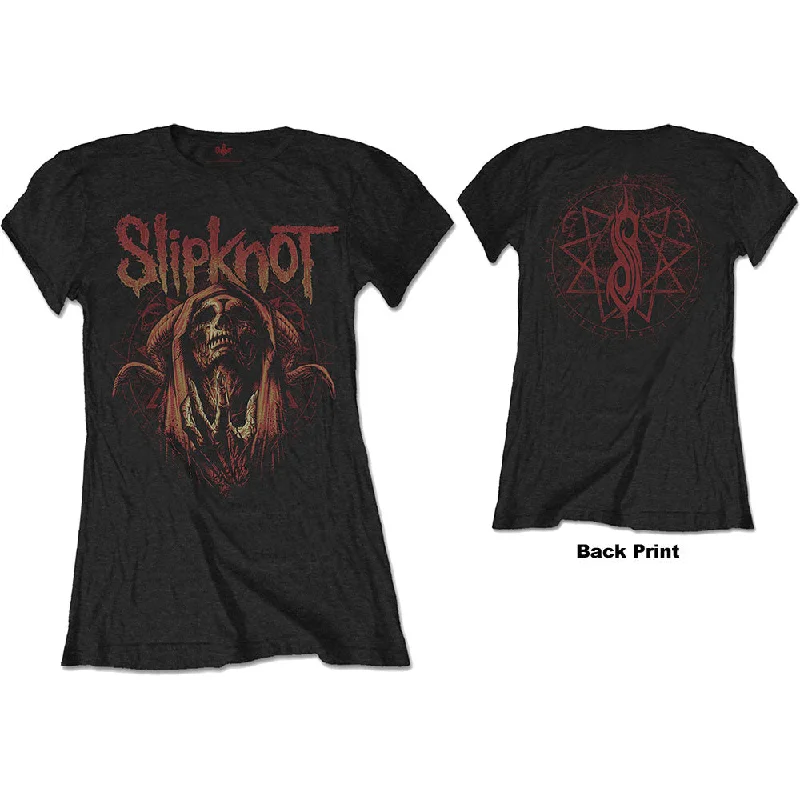 Slipknot Ladies T-Shirt: Evil Witch (Back Print) Graphic T-Shirt Round Neck Polyester Slipknot Ladies T-Shirt: Evil Witch (Back Print) Graphic T-Shirt Round Neck Polyester