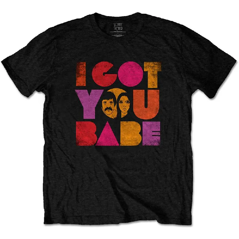 Sonny & Cher | Official Band T-Shirt | I Got You Babe Denim Fabric Leather Fabric Suede Fabric Sonny & Cher | Official Band T-Shirt | I Got You Babe Denim Fabric Leather Fabric Suede Fabric