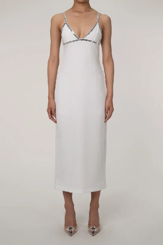 Sparkly Crystal Spaghetti Strap V Neck Split Bodycon Cocktail Slip Midi Dress Elegant Lace Trim Midi Dress Sparkly Crystal Spaghetti Strap V Neck Split Bodycon Cocktail Slip Midi Dress Elegant Lace Trim Midi Dress