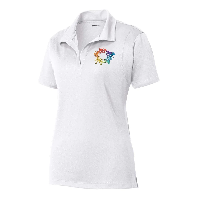 Sport Tek Ladies Micropique Sport-Wick 100% Polyester Polo T-Shirt Embroidery Welt Pockets Slit Pockets Sport Tek Ladies Micropique Sport-Wick 100% Polyester Polo T-Shirt Embroidery Welt Pockets Slit Pockets