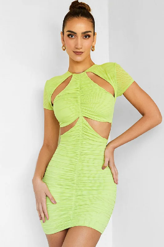 Stylish Short Sleeve Bodycon Ruched Cutout Club Mini Dress - Green Fashionable Button-Front Mini Dress Stylish Short Sleeve Bodycon Ruched Cutout Club Mini Dress - Green Fashionable Button-Front Mini Dress